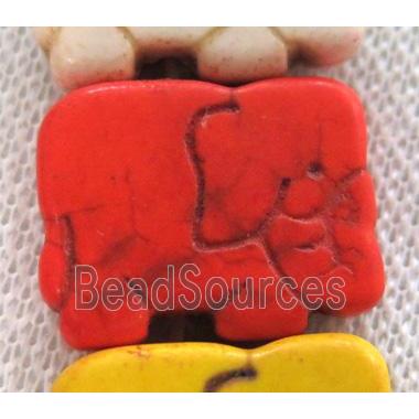 orange synthetic Turquoise elephant beads