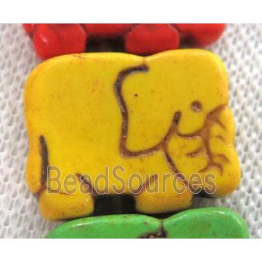 yellow synthetic Turquoise elephant beads