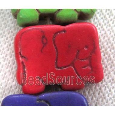 red synthetic Turquoise elephant beads