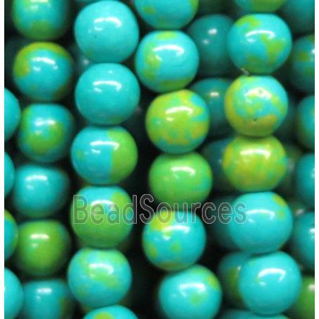 blue turquoise bead, round, synthetic