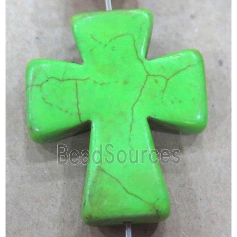 green turquoise bead, cross, synthetic