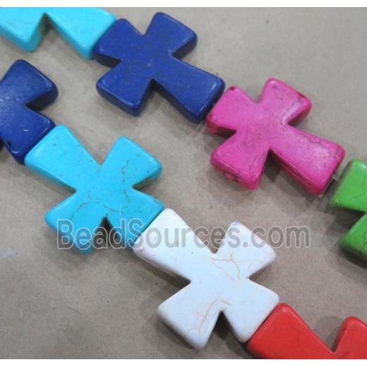 synthetic Turquoise cross beads, mix color