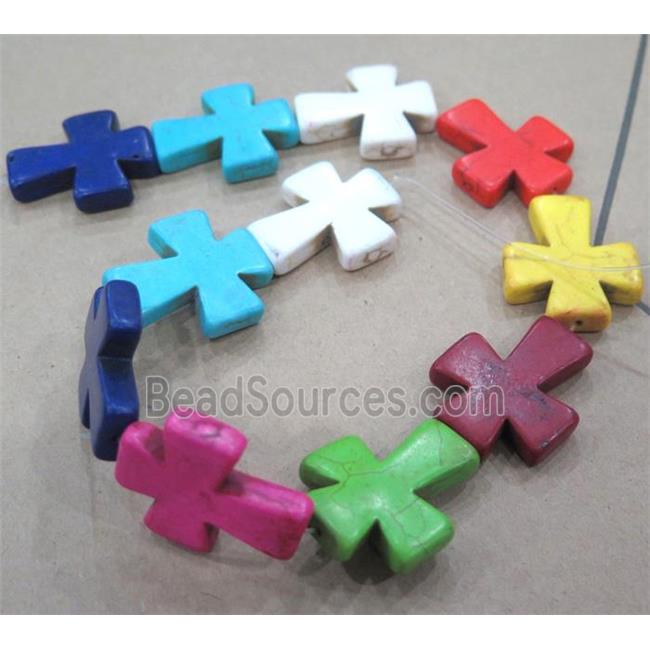 synthetic Turquoise cross beads, mix color