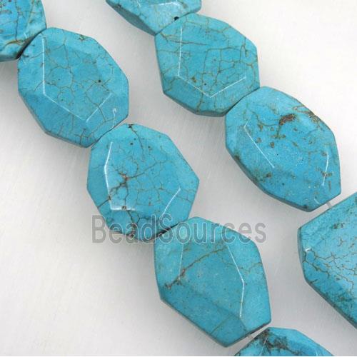 blue turquoise beads, faceted freeform