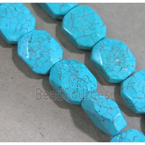 blue turquoise beads, faceted rectangle