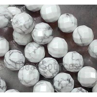 white Howlite Turquoise Beads, faceted round