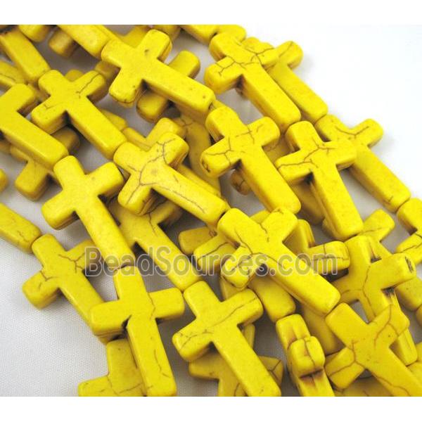 yellow synthetic Turquoise cross beads