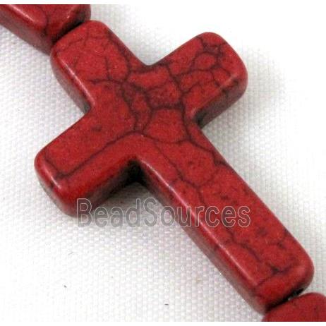 red synthetic Turquoise cross beads