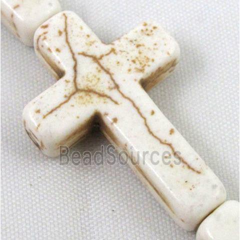 white synthetic Turquoise cross beads