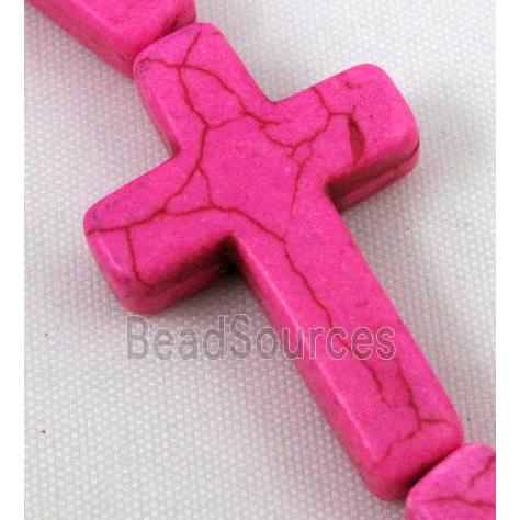 hotpink synthetic Turquoise cross beads