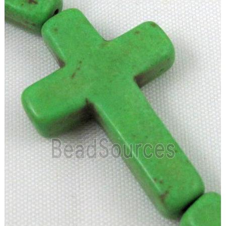 green synthetic Turquoise cross beads