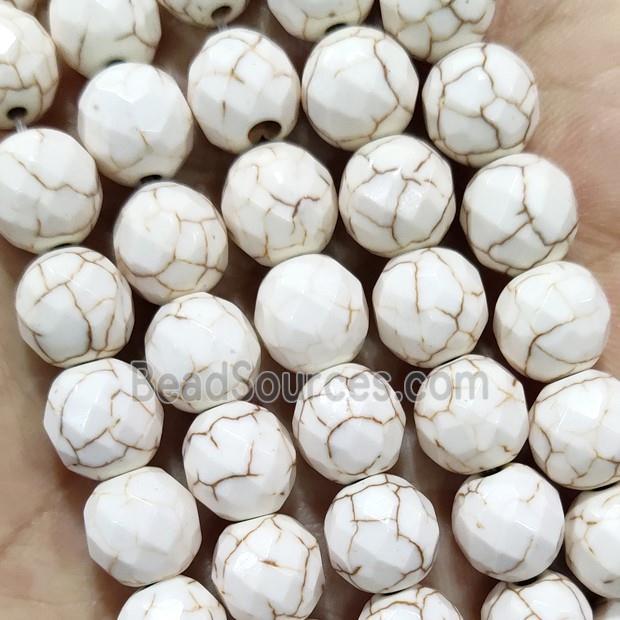 white synthetic Turquoise beads, faceted round