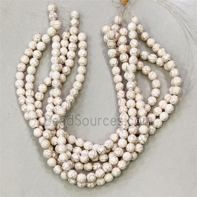 white synthetic Turquoise beads, faceted round