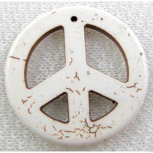 white Turquoise Peace sign, pendant, dye