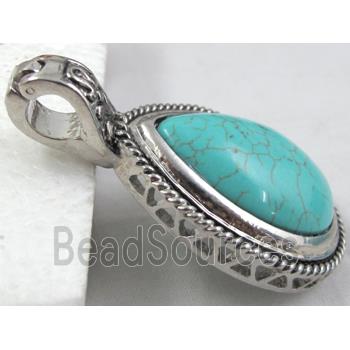 Chalky Turquoise, stabilized, Tear drop Pendant