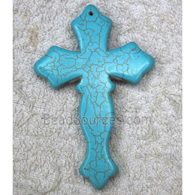 Turquoise Cross pendant, synthesize