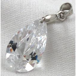 Cubic Zirconia teardrop pendant, clear