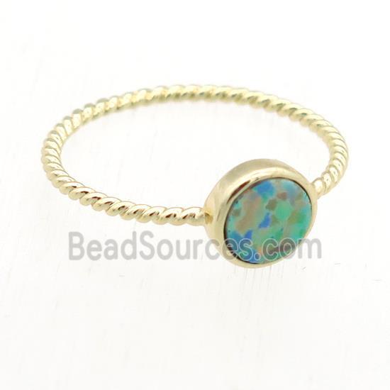 circle Fire Opal Rings, copper, gold plated