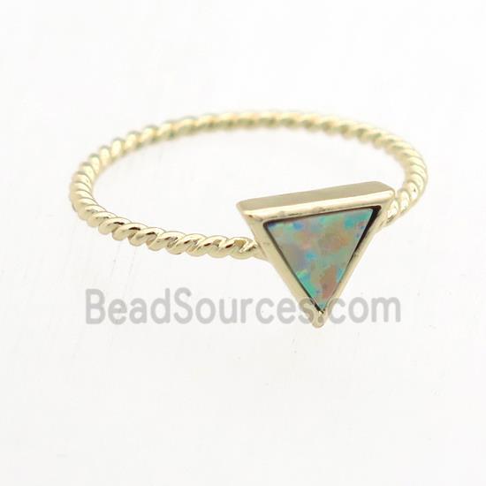 triangle Fire Opal Rings, copper, gold plated