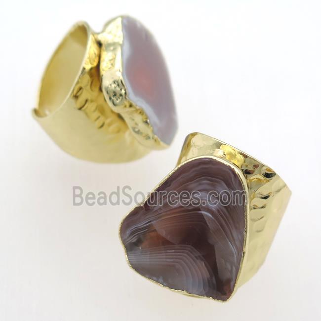 Botswana Agate Rings, gold plated