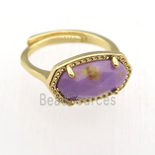 purple Sugilite Ring, copper, gold plated