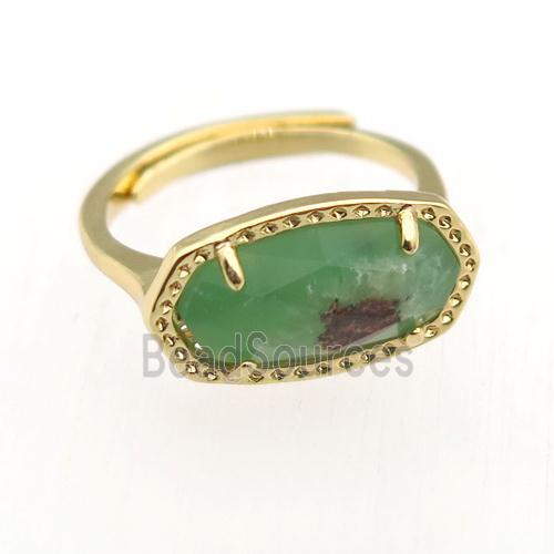 green Australian Chrysoprase Rings, gold plated