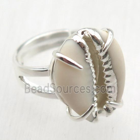 Conch shell Ring, copper, silver plated