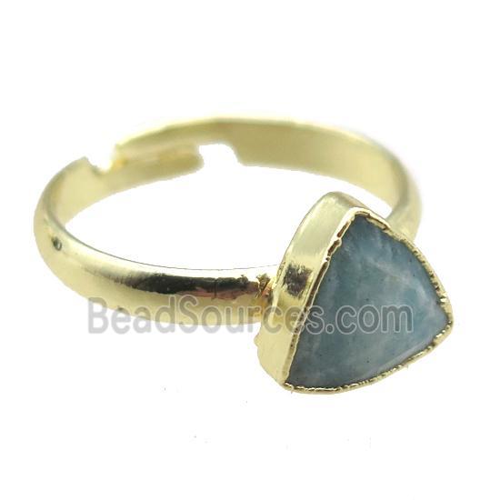 Amazonite Rings, triangle, gold plated