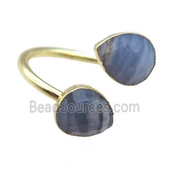 Blue Lace Agate Rings, gold plated