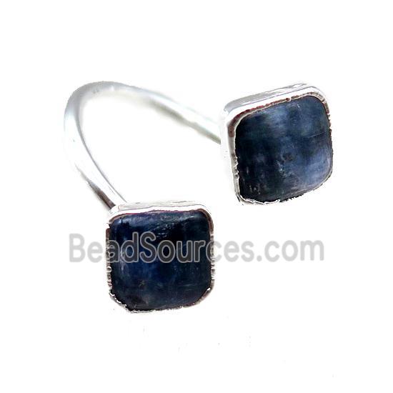 Kyanite Rings, square, silver plated