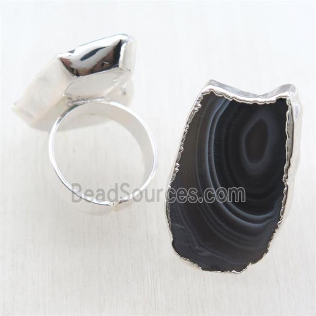 Botswana Agate Ring, silver plated