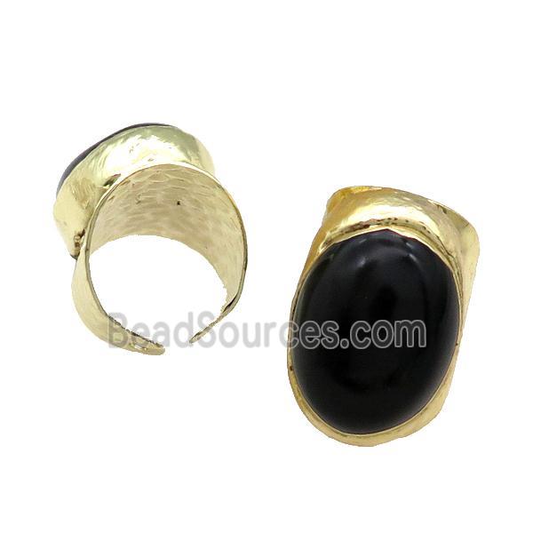 Copper Ring With Obsidian Gold Plated