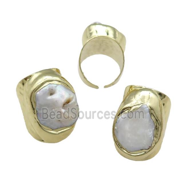 Copper Ring With Pearl Gold Plated