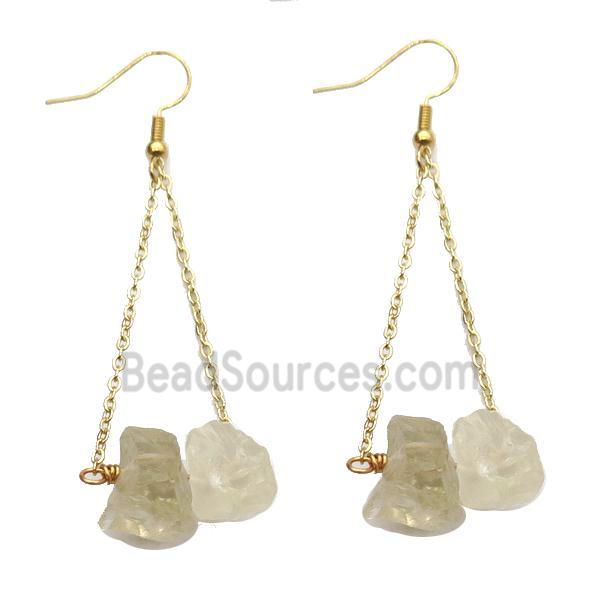 Lemon Quartz Hook Earring Gold Plated