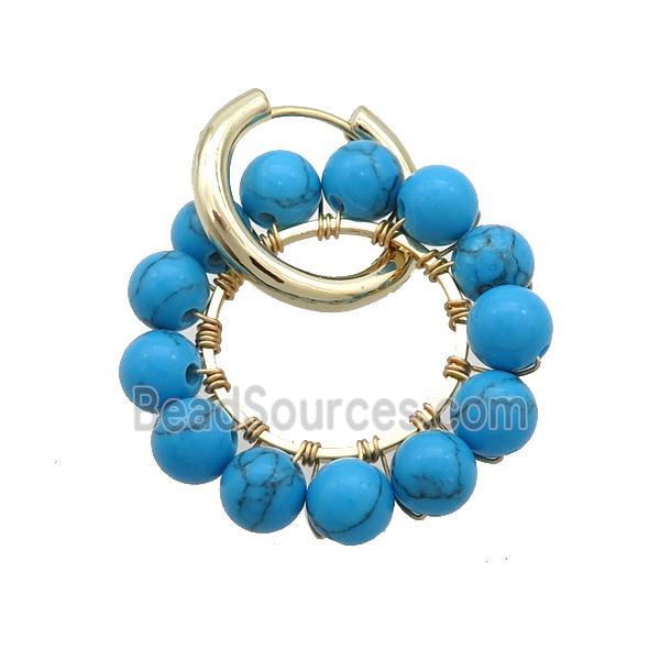 Bluedye Turquoise Copper Hoop Earring Gold Plated