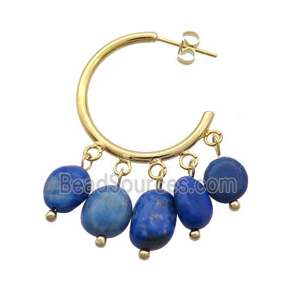 Blue Lapis Copper Stud Earring Gold Plated