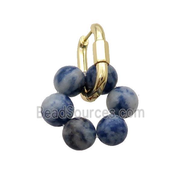 Blue Dalmatian Jasper Copper Latchback Earring Gold Plated