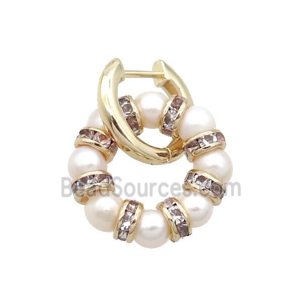 White Pearl Copper Latchback Earring Gold Plated