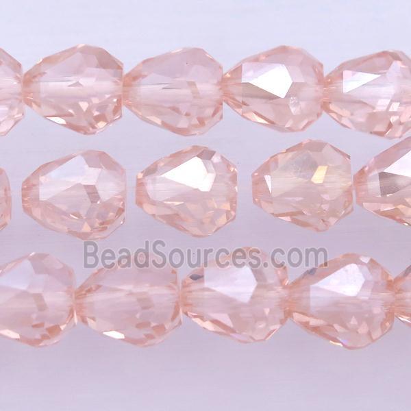 Chinese Crystal Glass Beads, faceted teardrop, pink