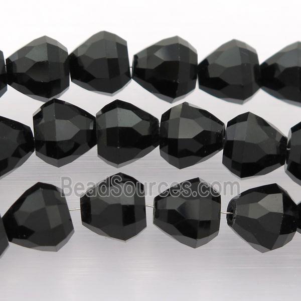 Chinese Crystal Glass Beads, faceted teardrop, BLACK