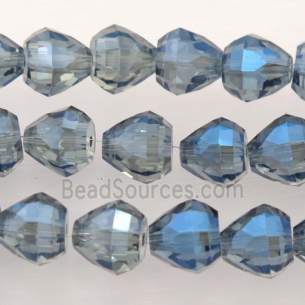 Chinese Crystal Glass Beads, faceted teardrop, grayblue