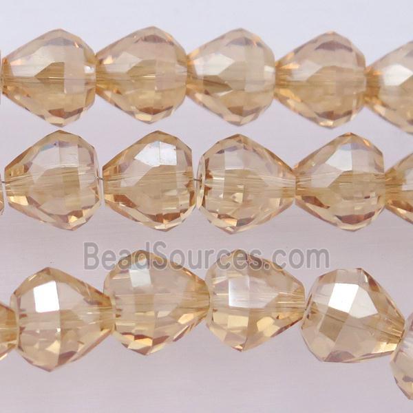 Chinese Crystal Glass Beads, faceted teardrop, champagne