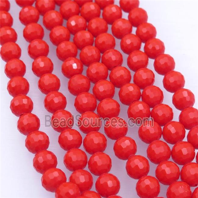 red Chinese Crystal Glass Beads, faceted round