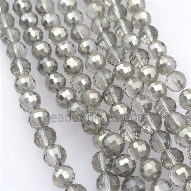 Chinese Crystal Glass Beads, faceted round, half silver