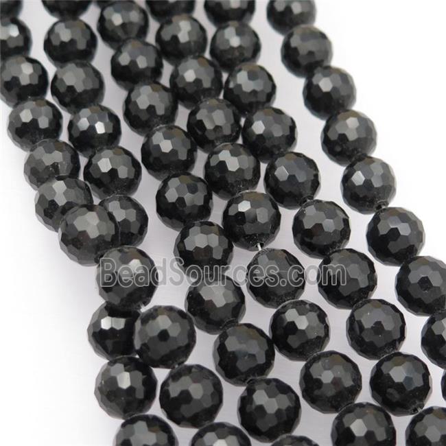 black Chinese Crystal Glass Beads, faceted round