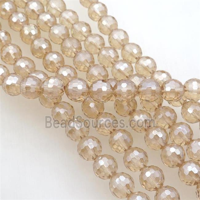 Chinese Crystal Glass Beads, champagne, faceted round