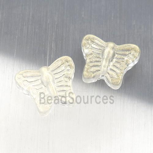 crystal glass butterfly beads, gold