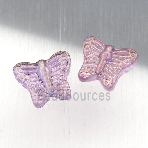 purple crystal glass butterfly beads