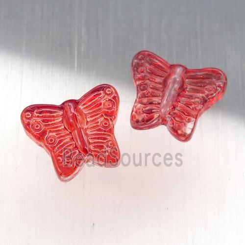 red crystal glass butterfly beads