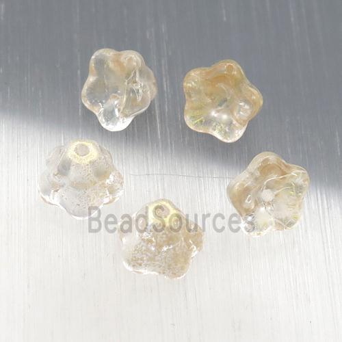 crystal glass flower beads, yellow